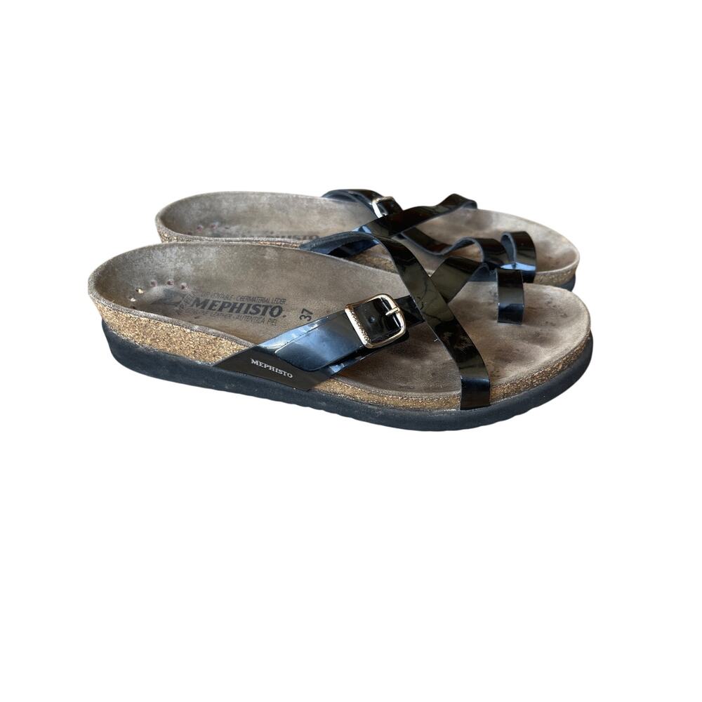 MEPHISTO Hera Sandal Black Patent 37 7